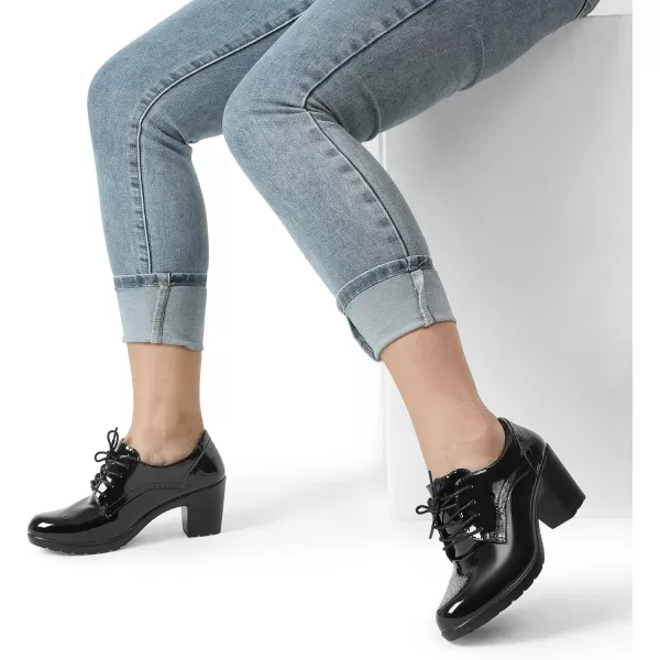 imageDREAM PAIRS Womens Heels Pointed Toe High Chunky Oxfords ShoesBlackpat