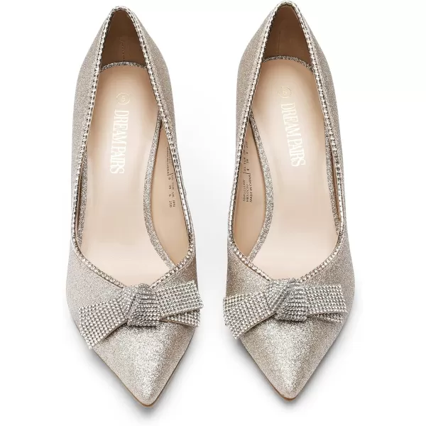 imageDREAM PAIRS Womens Heels Pointed Toe Pump Shoes for WomenGoldglitter
