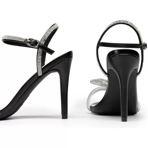 imageDREAM PAIRS Womens Heels Round Toe Rhinestone Double Bowknots Sparkly Stilettos Heeled Sandals Shoes for Party EveningBlackpu