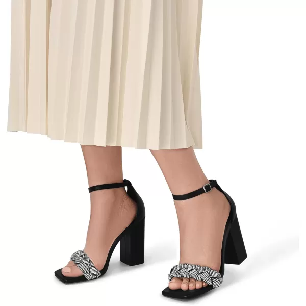 imageDREAM PAIRS Womens Heels for Women Braided Open Toe Ankle Strap High Block Chunky Heel Sandals Party Wedding Dress Pumps ShoesBlackrhinestone