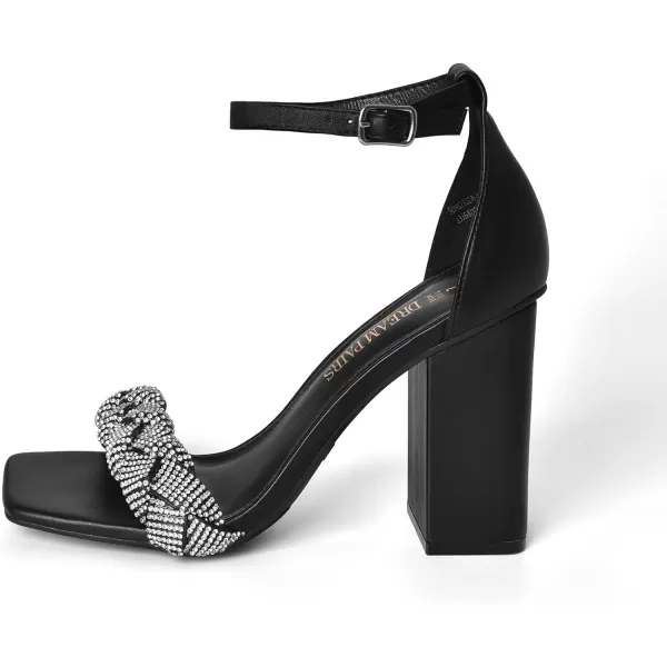 imageDREAM PAIRS Womens Heels for Women Braided Open Toe Ankle Strap High Block Chunky Heel Sandals Party Wedding Dress Pumps ShoesBlackrhinestone