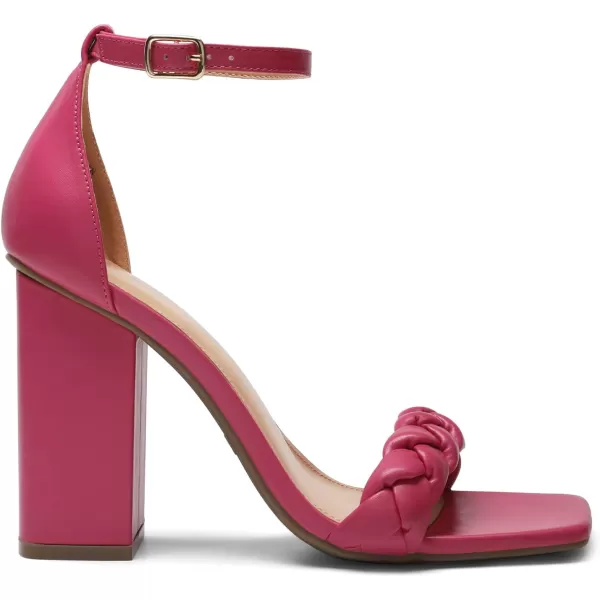 imageDREAM PAIRS Womens Heels for Women Braided Open Toe Ankle Strap High Block Chunky Heel Sandals Party Wedding Dress Pumps ShoesHot Pink