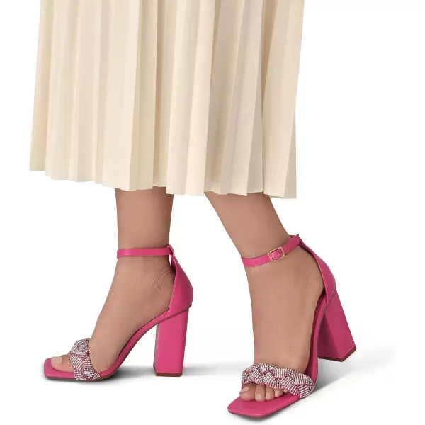 imageDREAM PAIRS Womens Heels for Women Braided Open Toe Ankle Strap High Block Chunky Heel Sandals Party Wedding Dress Pumps ShoesHot Pinkrhinestone