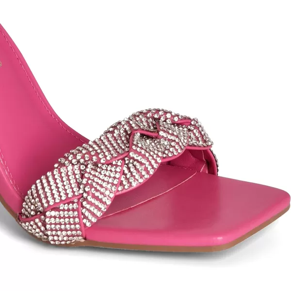 imageDREAM PAIRS Womens Heels for Women Braided Open Toe Ankle Strap High Block Chunky Heel Sandals Party Wedding Dress Pumps ShoesHot Pinkrhinestone