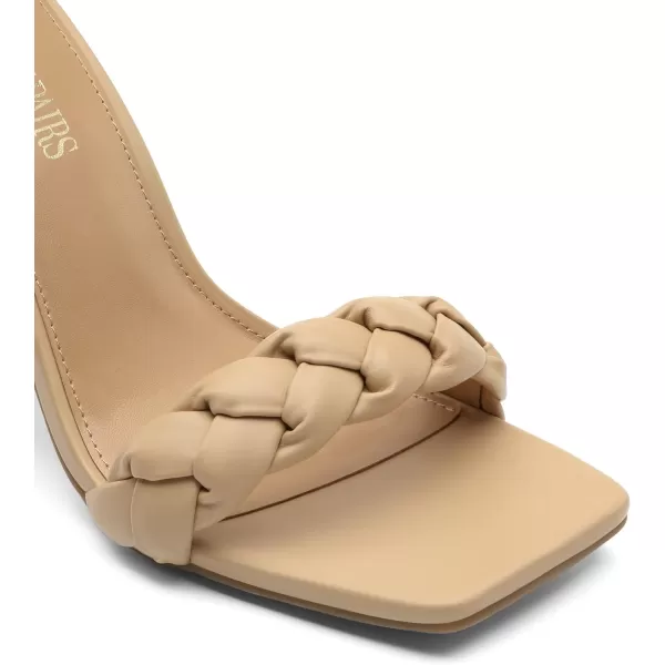 imageDREAM PAIRS Womens Heels for Women Braided Open Toe Ankle Strap High Block Chunky Heel Sandals Party Wedding Dress Pumps ShoesNude