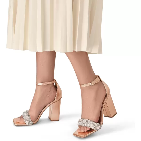 imageDREAM PAIRS Womens Heels for Women Braided Open Toe Ankle Strap High Block Chunky Heel Sandals Party Wedding Dress Pumps ShoesRose Goldrhinestone