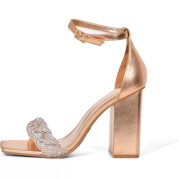imageDREAM PAIRS Womens Heels for Women Braided Open Toe Ankle Strap High Block Chunky Heel Sandals Party Wedding Dress Pumps ShoesRose Goldrhinestone