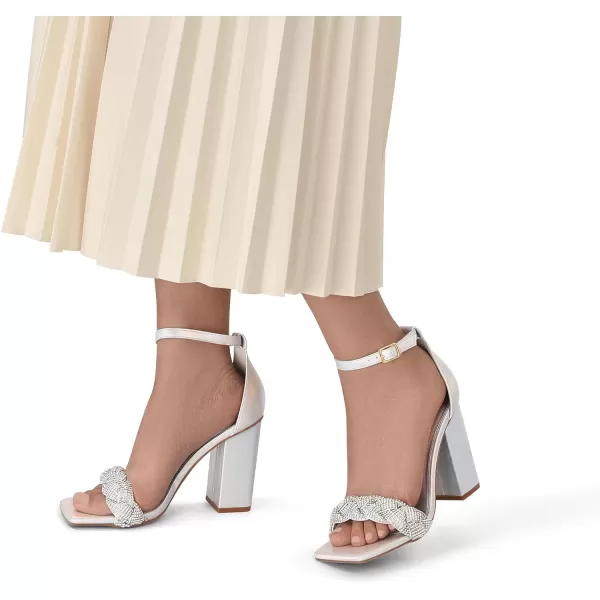 imageDREAM PAIRS Womens Heels for Women Braided Open Toe Ankle Strap High Block Chunky Heel Sandals Party Wedding Dress Pumps ShoesSilverrhinestone