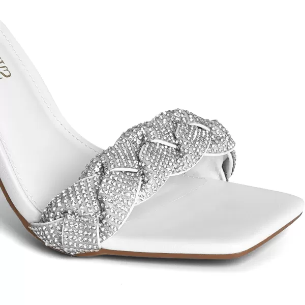 imageDREAM PAIRS Womens Heels for Women Braided Open Toe Ankle Strap High Block Chunky Heel Sandals Party Wedding Dress Pumps ShoesWhiterhinestone