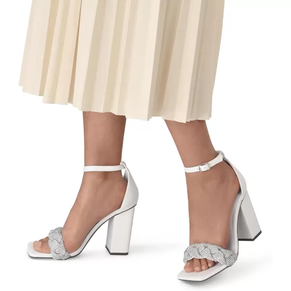 imageDREAM PAIRS Womens Heels for Women Braided Open Toe Ankle Strap High Block Chunky Heel Sandals Party Wedding Dress Pumps ShoesWhiterhinestone