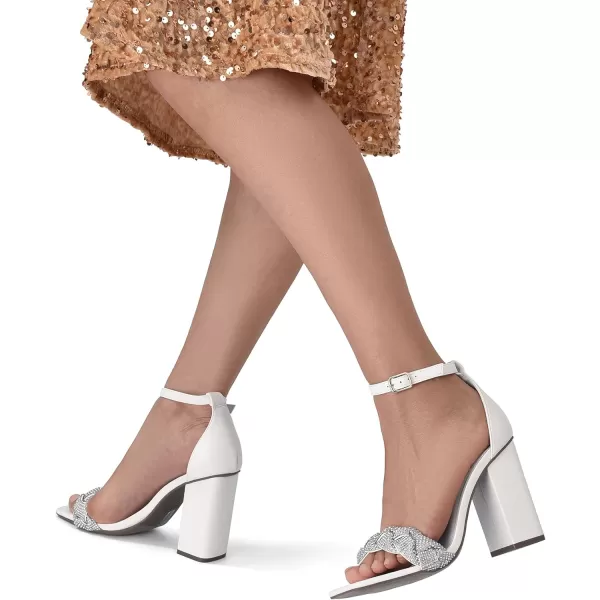 imageDREAM PAIRS Womens Heels for Women Braided Open Toe Ankle Strap High Block Chunky Heel Sandals Party Wedding Dress Pumps ShoesWhiterhinestone