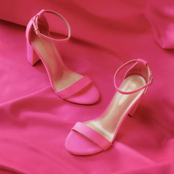 imageDREAM PAIRS Womens HiChunk High Heel Pump SandalsFuchsia Suede