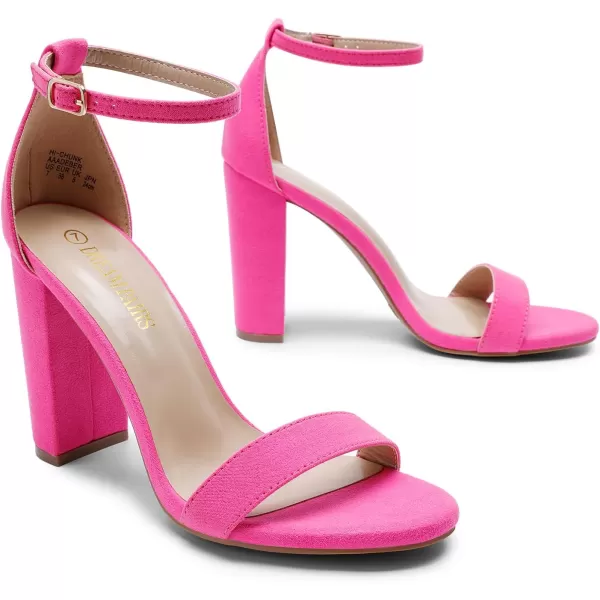 imageDREAM PAIRS Womens HiChunk High Heel Pump SandalsFuchsia Suede