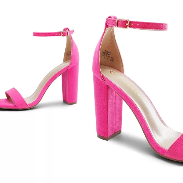 imageDREAM PAIRS Womens HiChunk High Heel Pump SandalsFuchsia Suede