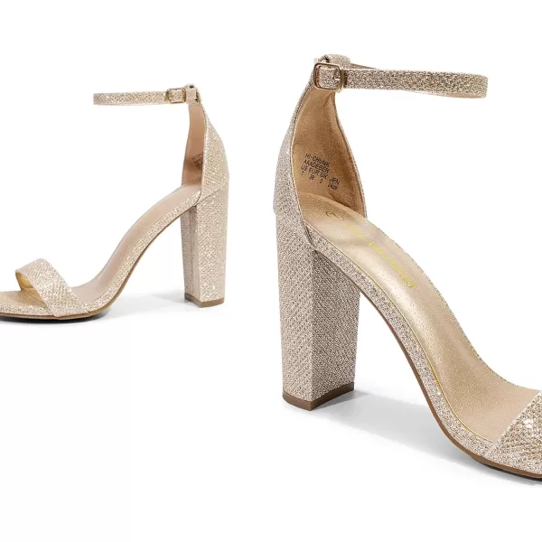 imageDREAM PAIRS Womens HiChunk High Heel Pump SandalsGold Glitter