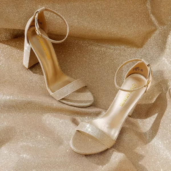 imageDREAM PAIRS Womens HiChunk High Heel Pump SandalsGold Glitter