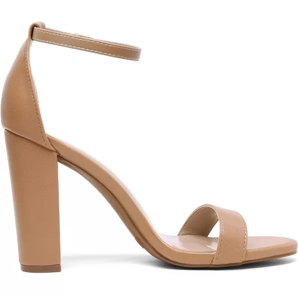 imageDREAM PAIRS Womens HiChunk High Heel Pump SandalsNude Pu