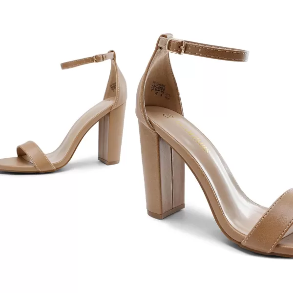 imageDREAM PAIRS Womens HiChunk High Heel Pump SandalsNude Pu