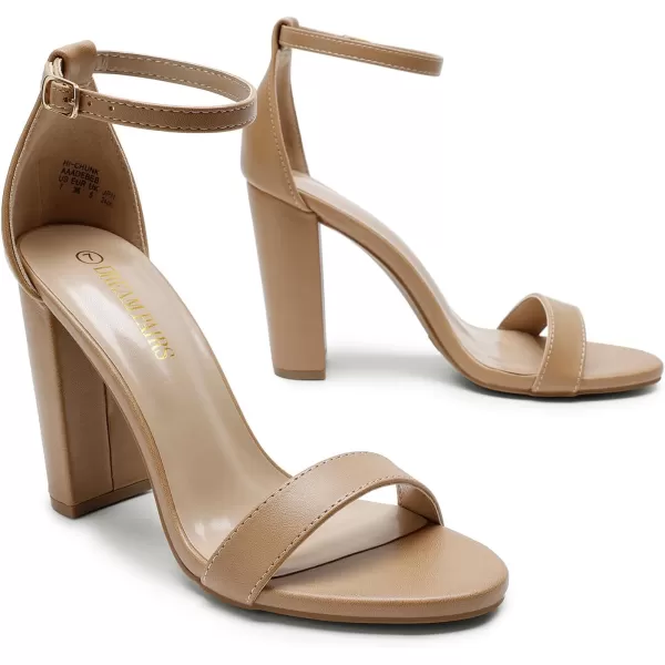 imageDREAM PAIRS Womens HiChunk High Heel Pump SandalsNude Pu