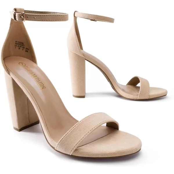 imageDREAM PAIRS Womens HiChunk High Heel Pump SandalsNude Suede
