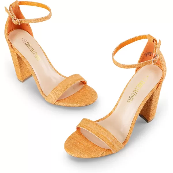 imageDREAM PAIRS Womens HiChunk High Heel Pump SandalsOrangewoven