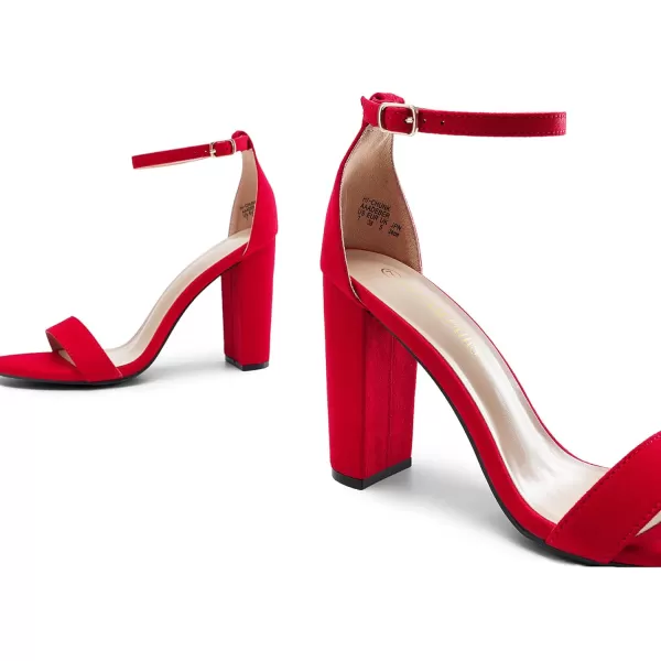 imageDREAM PAIRS Womens HiChunk High Heel Pump SandalsRed Suede