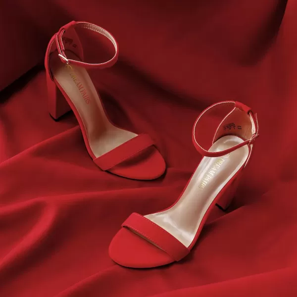 imageDREAM PAIRS Womens HiChunk High Heel Pump SandalsRed Suede