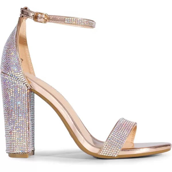 imageDREAM PAIRS Womens HiChunk High Heel Pump SandalsRose Goldrhinestone