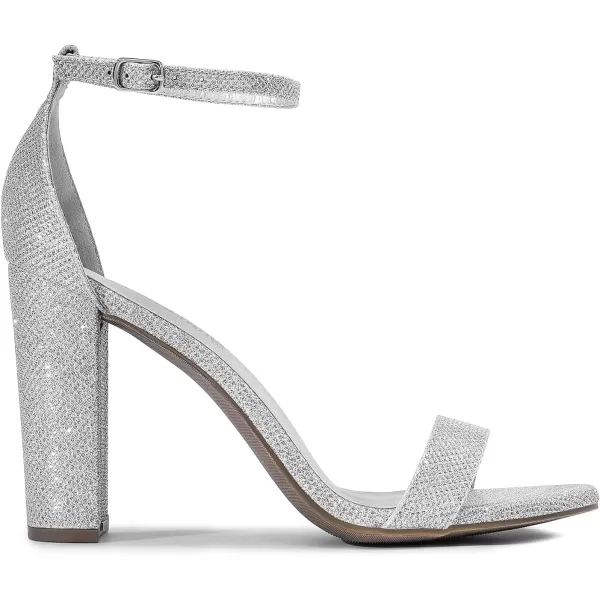 imageDREAM PAIRS Womens HiChunk High Heel Pump SandalsSilver Glitter