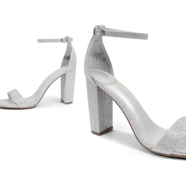 imageDREAM PAIRS Womens HiChunk High Heel Pump SandalsSilver Glitter