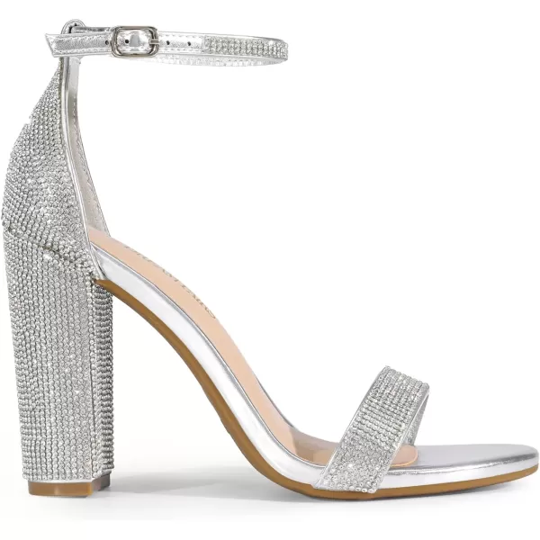 imageDREAM PAIRS Womens HiChunk High Heel Pump SandalsSilverrhinestone