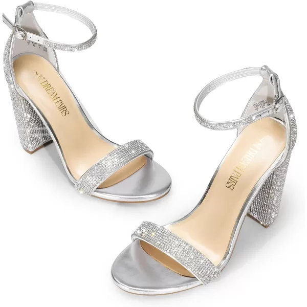imageDREAM PAIRS Womens HiChunk High Heel Pump SandalsSilverrhinestone