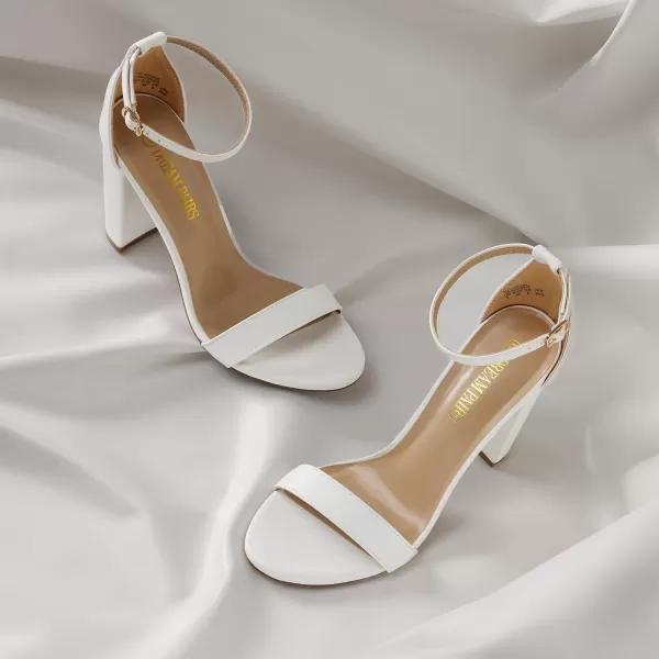 imageDREAM PAIRS Womens HiChunk High Heel Pump SandalsWhite Pu