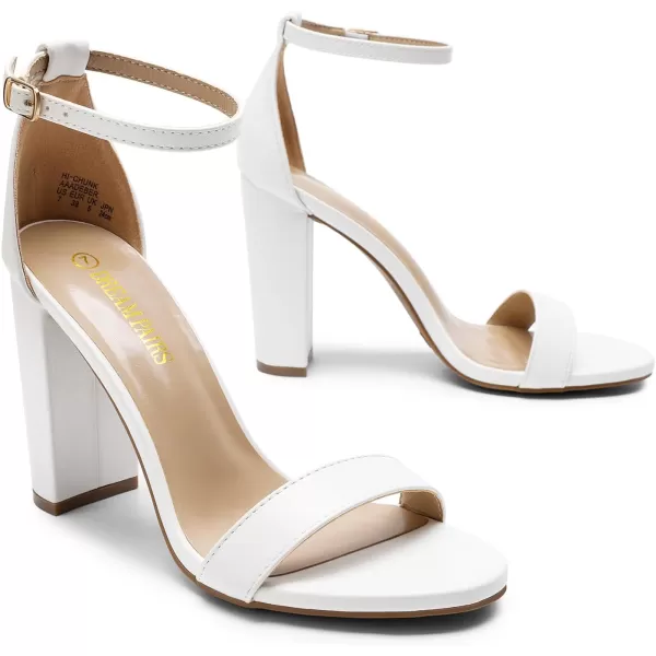 imageDREAM PAIRS Womens HiChunk High Heel Pump SandalsWhite Pu