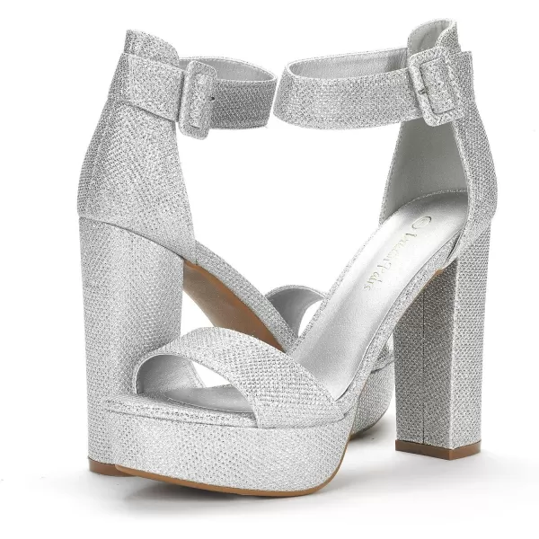 imageDREAM PAIRS Womens HiLo High Heel Platform Pump SandalsSilverGlitter