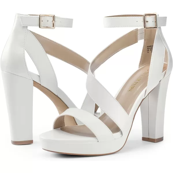 imageDREAM PAIRS Womens HiLo High Heel Platform Pump SandalsWhitePu N