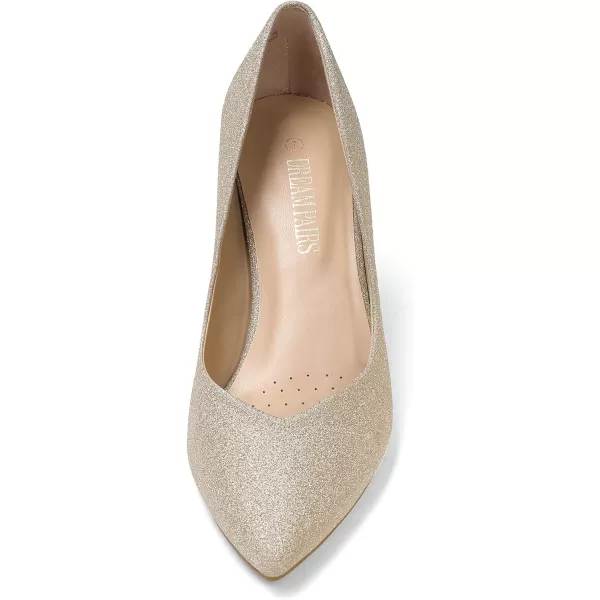imageDREAM PAIRS Womens High Chunky Closed Toe Block Heels Pointed Toe Wedding Party Elegant Slip On Pumps ShoesGold