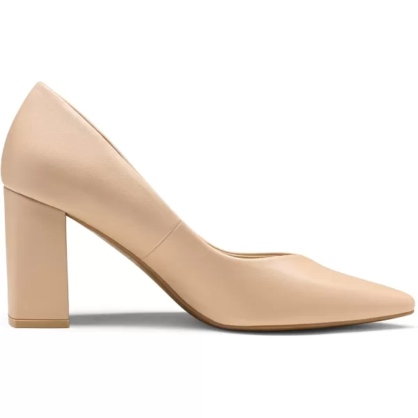 imageDREAM PAIRS Womens High Chunky Closed Toe Block Heels Pointed Toe Wedding Party Elegant Slip On Pumps ShoesNudePu