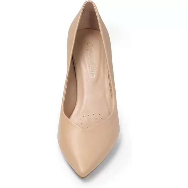 imageDREAM PAIRS Womens High Chunky Closed Toe Block Heels Pointed Toe Wedding Party Elegant Slip On Pumps ShoesNudePu