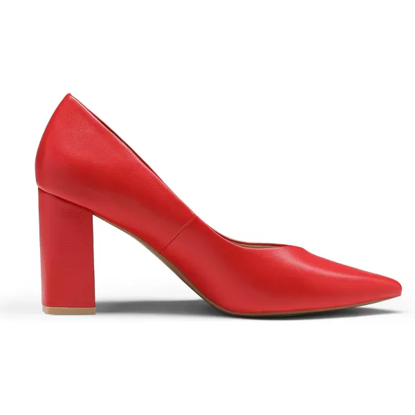 imageDREAM PAIRS Womens High Chunky Closed Toe Block Heels Pointed Toe Wedding Party Elegant Slip On Pumps ShoesRedPu