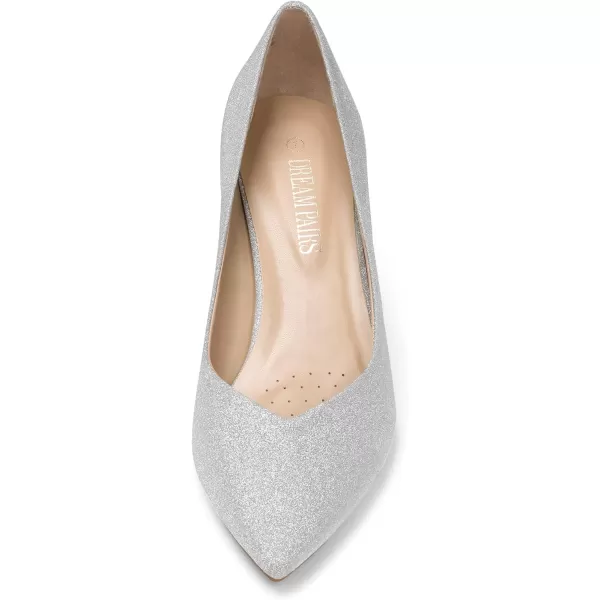 imageDREAM PAIRS Womens High Chunky Closed Toe Block Heels Pointed Toe Wedding Party Elegant Slip On Pumps ShoesSilver