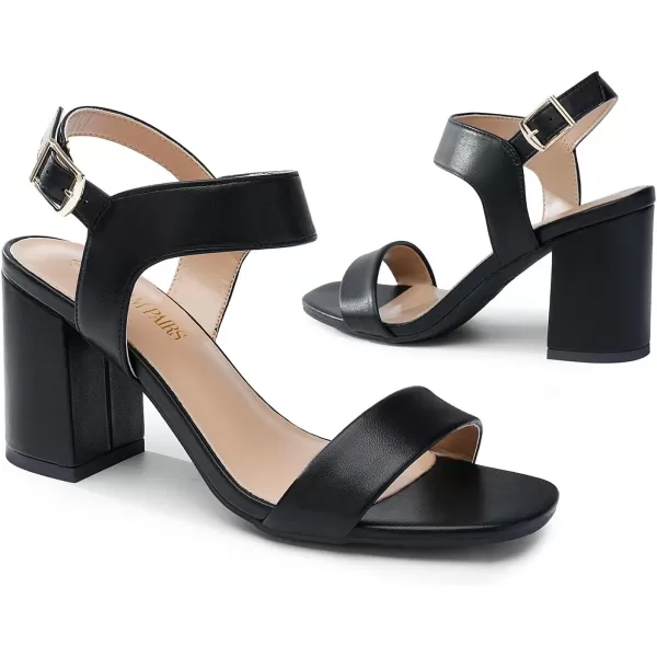 imageDREAM PAIRS Womens High Chunky Heels Square Toe Block Ankle Strap Dress Comfort SandalsBlack