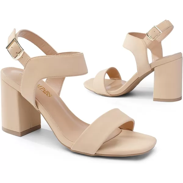 imageDREAM PAIRS Womens High Chunky Heels Square Toe Block Ankle Strap Dress Comfort SandalsNudenubuck