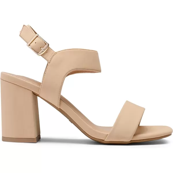 imageDREAM PAIRS Womens High Chunky Heels Square Toe Block Ankle Strap Dress Comfort SandalsNudenubuck