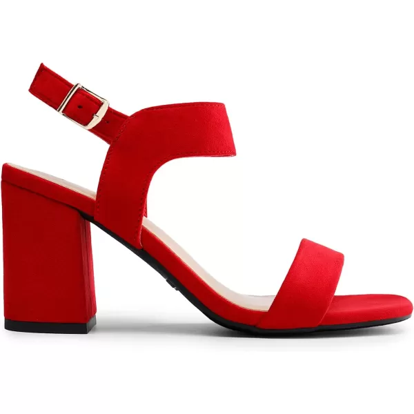 imageDREAM PAIRS Womens High Chunky Heels Square Toe Block Ankle Strap Dress Comfort SandalsRed Suede