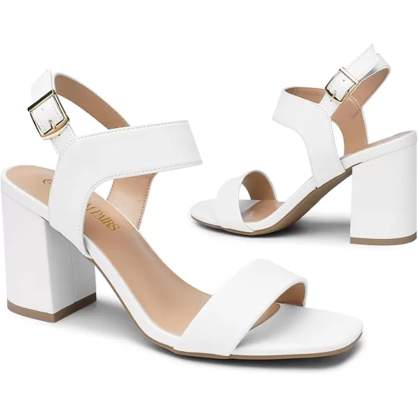 imageDREAM PAIRS Womens High Chunky Heels Square Toe Block Ankle Strap Dress Comfort SandalsWhite