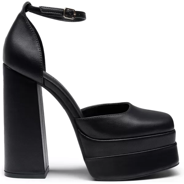 imageDREAM PAIRS Womens High Chunky Platform Closed Toe Block Heels Square Toe Ankle Strap Dress Wedding Party Pumps ShoesBlack