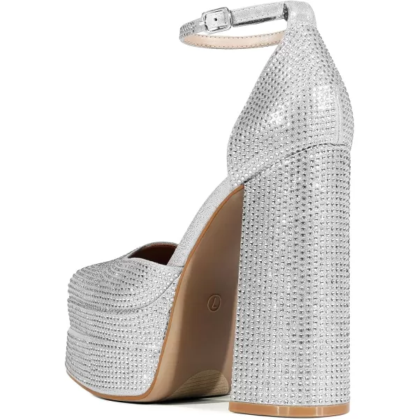 imageDREAM PAIRS Womens High Chunky Platform Closed Toe Block Heels Square Toe Ankle Strap Dress Wedding Party Pumps ShoesSilverrhinestone