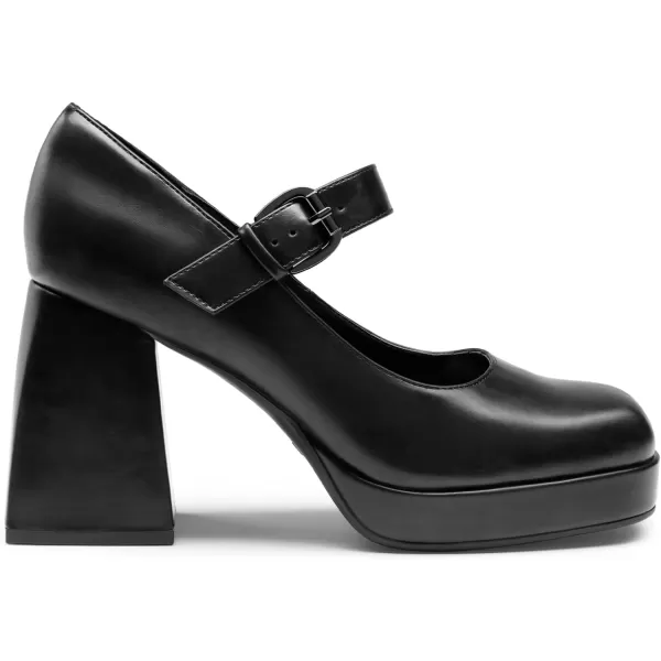 imageDREAM PAIRS Womens High Chunky Platform Closed Toe Mary Jane Block Heels Square Toe Strappy Dress Wedding Party Pumps ShoesBlackpu