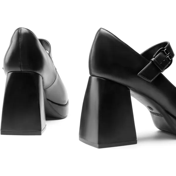 imageDREAM PAIRS Womens High Chunky Platform Closed Toe Mary Jane Block Heels Square Toe Strappy Dress Wedding Party Pumps ShoesBlackpu